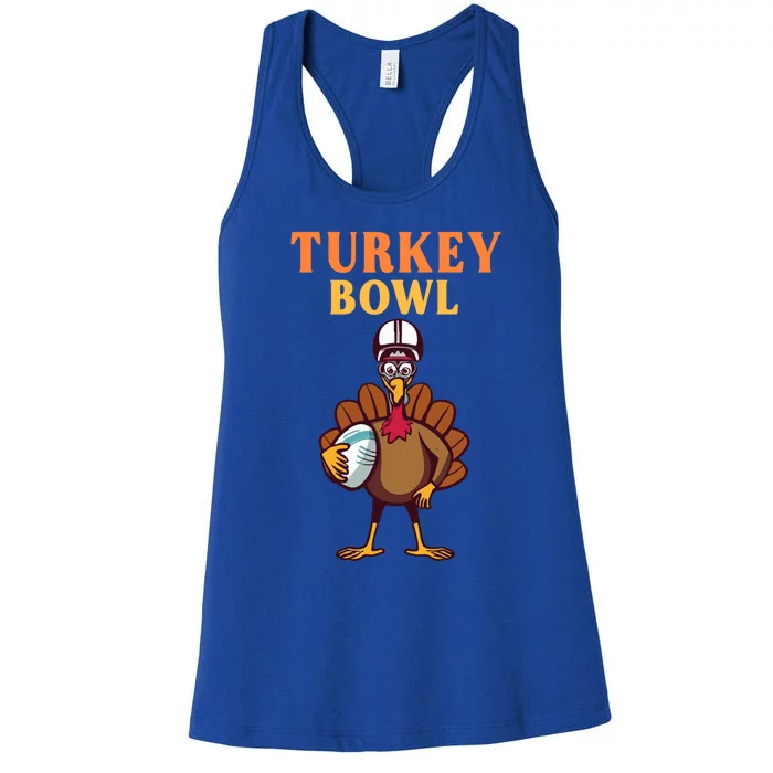 Turkey Bowl Funny Football Thanksgiving Autumn Tradition Gift Women's Racerback Tank