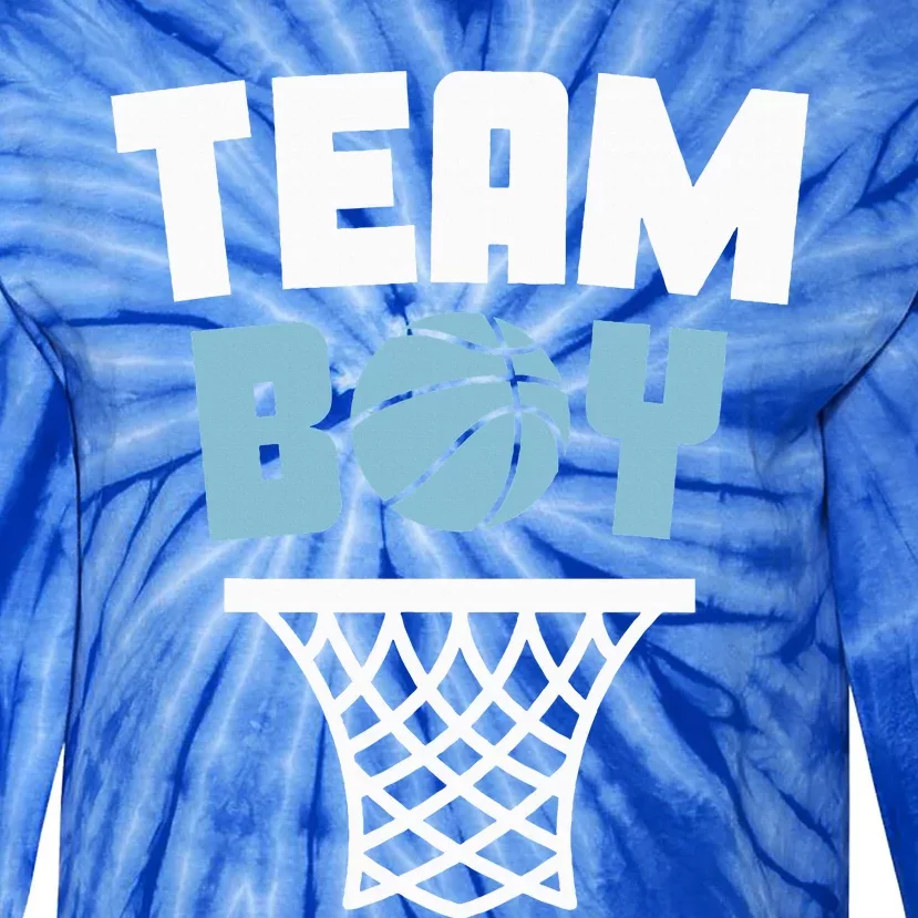 Team Basketball Gender Reveal Blue Baby Shower Party Tie-Dye Long Sleeve Shirt