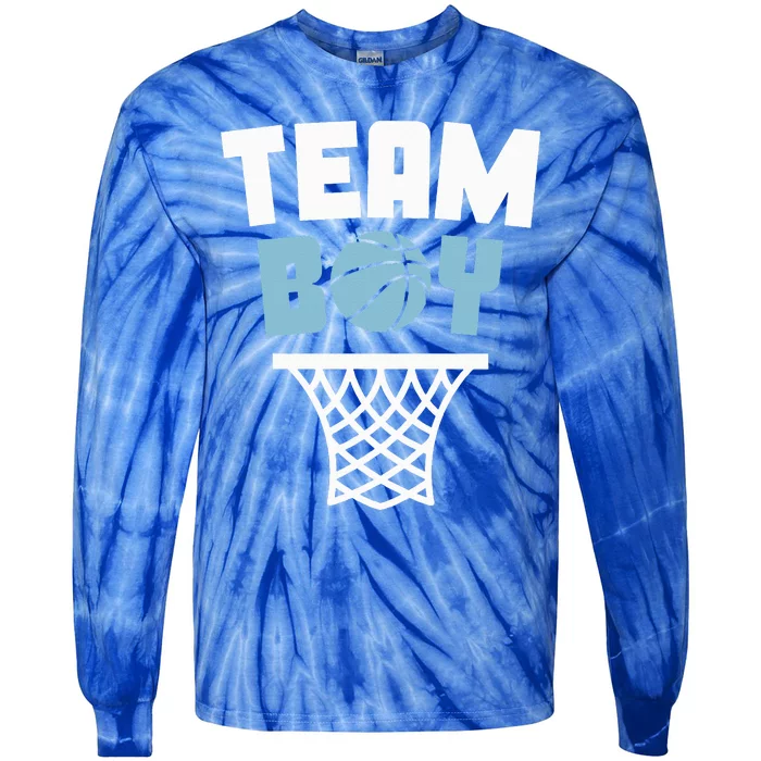 Team Basketball Gender Reveal Blue Baby Shower Party Tie-Dye Long Sleeve Shirt