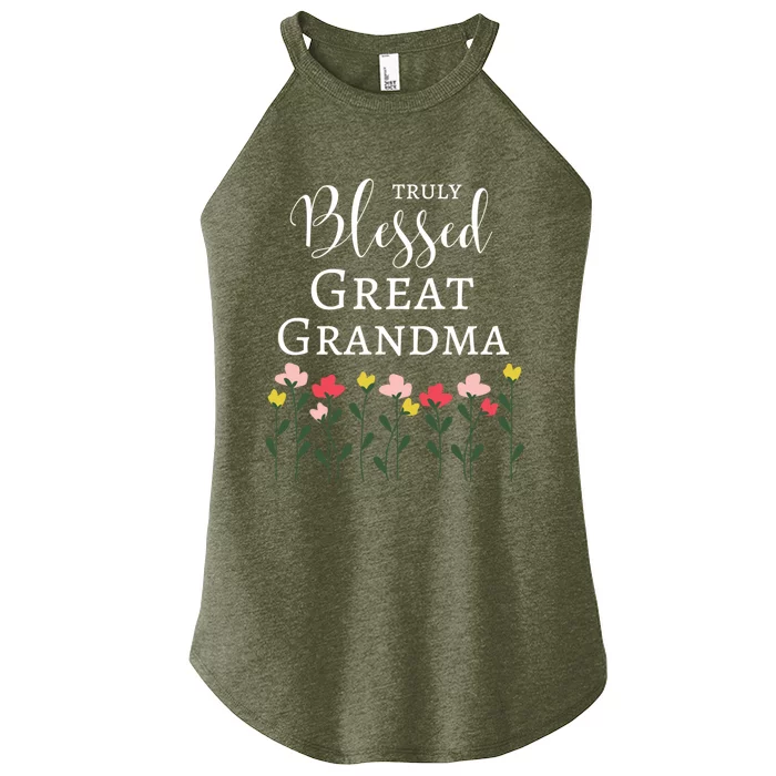 Truly Blessed Great Grandma Flowers Great Grandma Gift Women’s Perfect Tri Rocker Tank