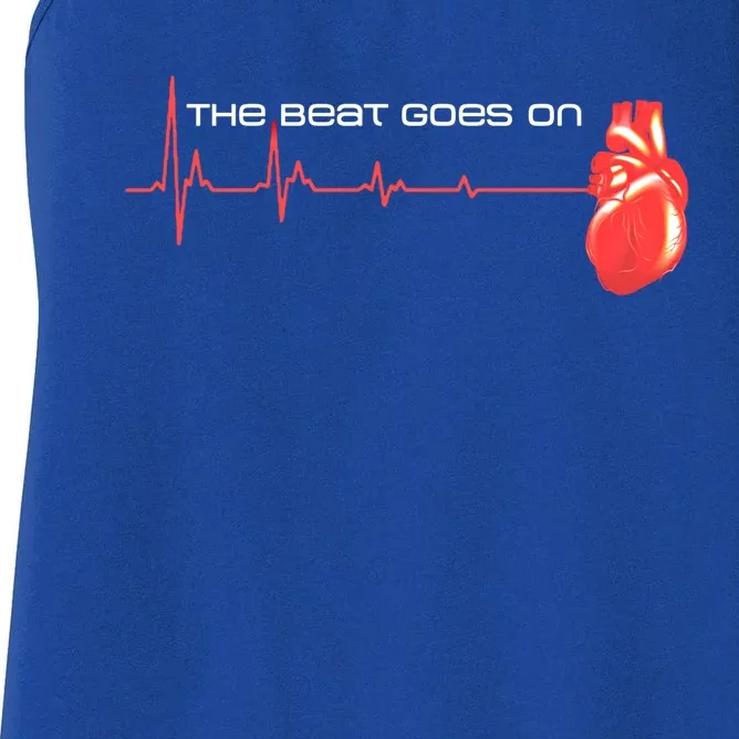 The Beat Goes On Open Heart Surgery Recovery Survivor Gift Women's Racerback Tank