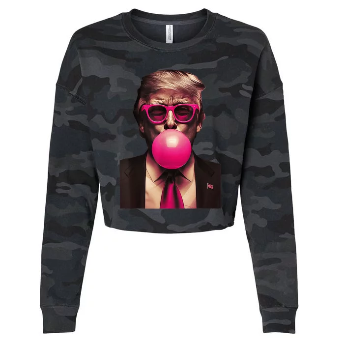 Trump Bubble Gum Funny Cropped Pullover Crew