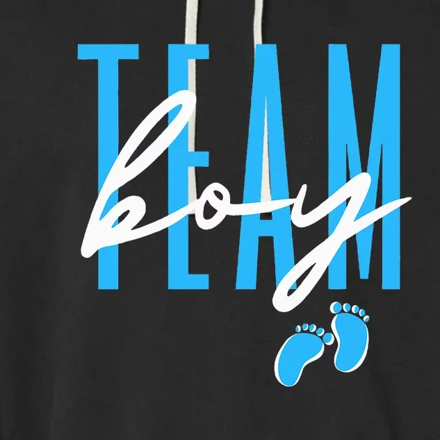 Team Boy Gender Reveal Baby Shower Garment-Dyed Fleece Hoodie