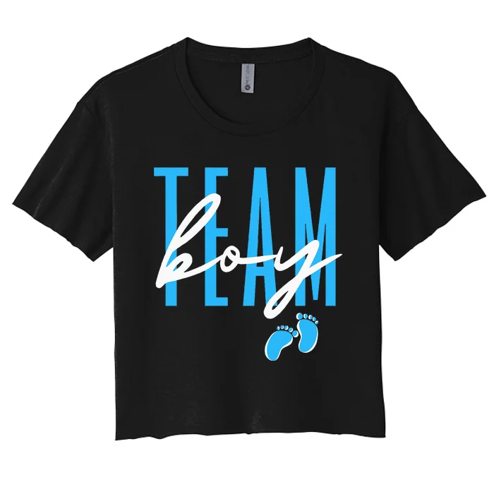 Team Boy Gender Reveal Baby Shower Women's Crop Top Tee