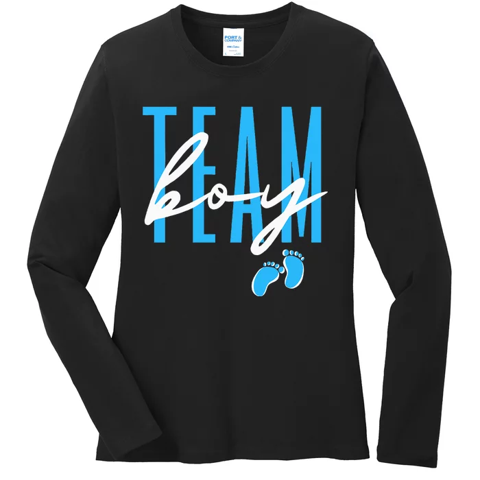 Team Boy Gender Reveal Baby Shower Ladies Long Sleeve Shirt