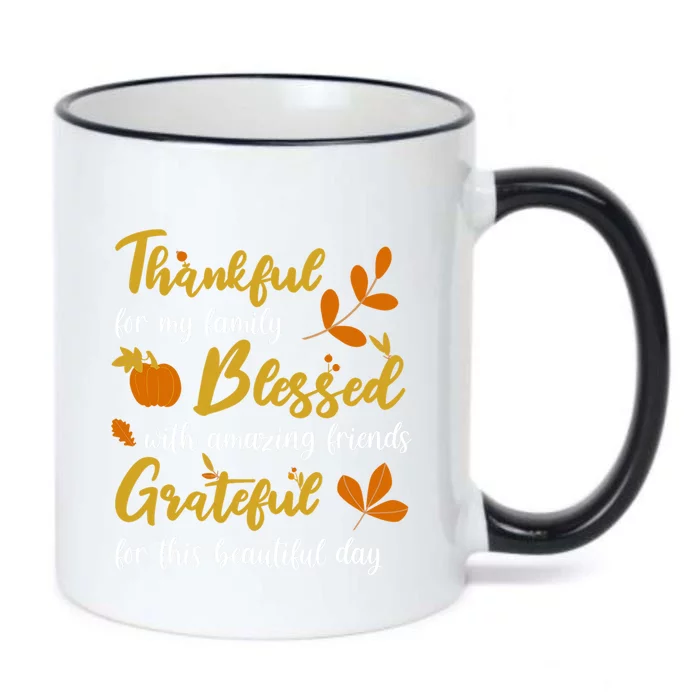 Thankful Blessed Grateful Thanksgiving Family Great Gift Black Color Changing Mug