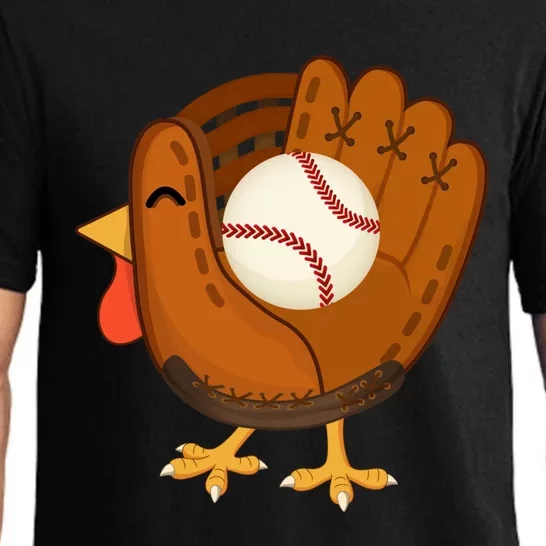 Turkey Baseball Glove Thanksgiving Day Catchers Dads Gift Pajama Set