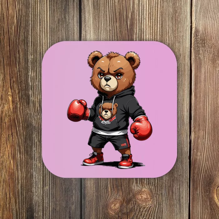 Teddy Bear Gangster Boxer With Hip Hop Street Clothes Coaster