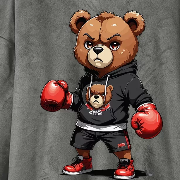 Teddy Bear Gangster Boxer With Hip Hop Street Clothes Hooded Wearable Blanket