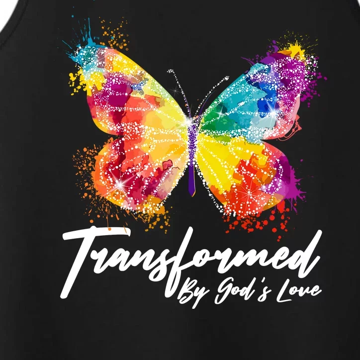 Transformed By Gods Love Painted Butterfly Performance Tank