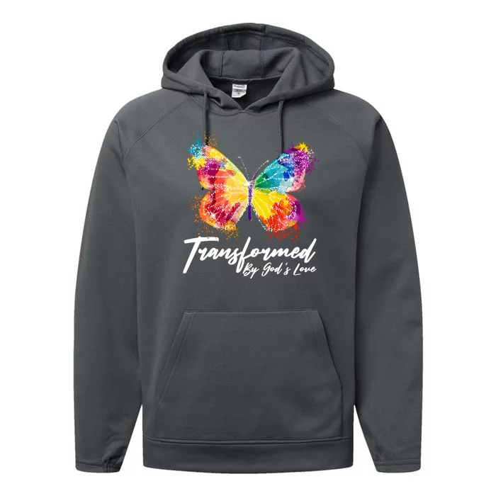 Transformed By Gods Love Painted Butterfly Performance Fleece Hoodie