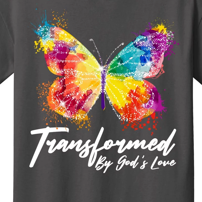 Transformed By Gods Love Painted Butterfly Kids T-Shirt