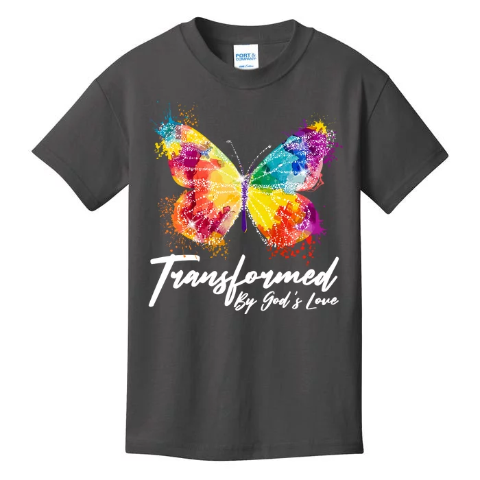 Transformed By Gods Love Painted Butterfly Kids T-Shirt