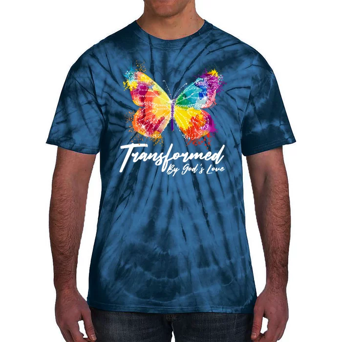 Transformed By Gods Love Painted Butterfly Tie-Dye T-Shirt