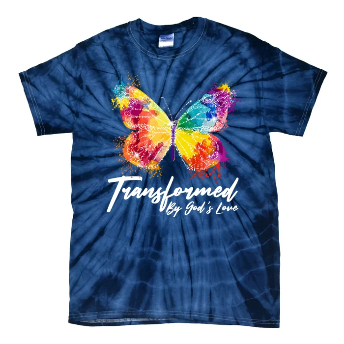 Transformed By Gods Love Painted Butterfly Tie-Dye T-Shirt