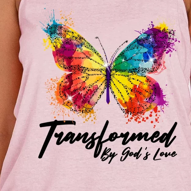 Transformed By Gods Love Painted Butterfly Women's Knotted Racerback Tank