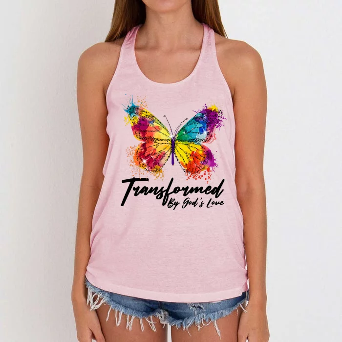 Transformed By Gods Love Painted Butterfly Women's Knotted Racerback Tank