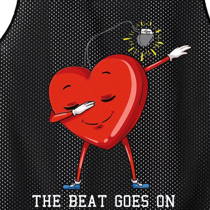 The Beat Goes On Dabbing Heart With Pacemaker Recipient Mesh Reversible Basketball Jersey Tank