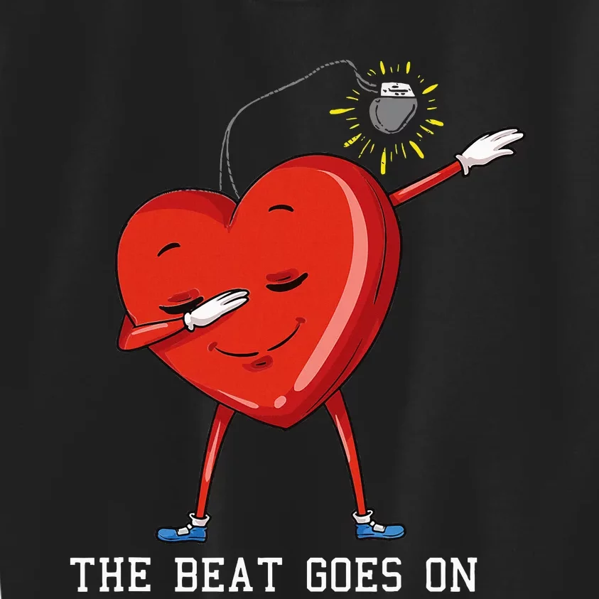 The Beat Goes On Dabbing Heart With Pacemaker Recipient Kids Sweatshirt