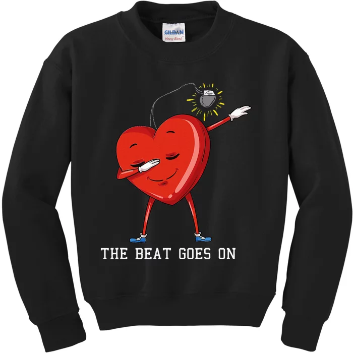 The Beat Goes On Dabbing Heart With Pacemaker Recipient Kids Sweatshirt