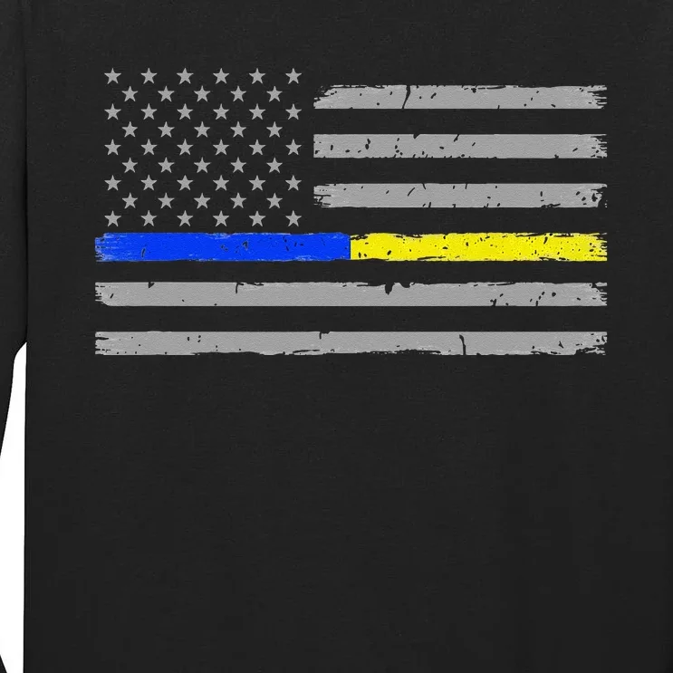 Thin Blue Gold Line 911 Police Dispatcher Tall Long Sleeve T-Shirt