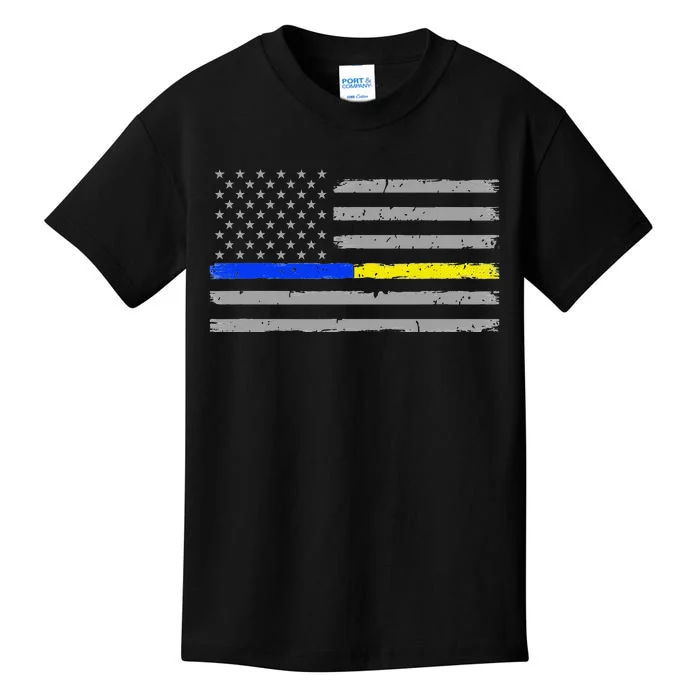 Thin Blue Gold Line 911 Police Dispatcher Kids T-Shirt