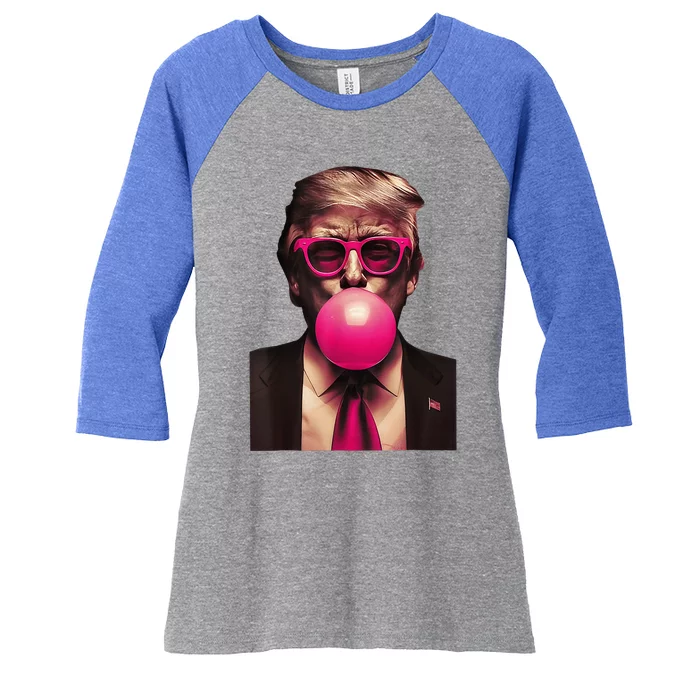 Trump Bubble Gum Funny Women's Tri-Blend 3/4-Sleeve Raglan Shirt