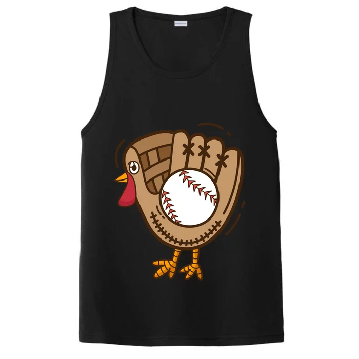 Turkey Baseball Glove Thanksgiving Day Catchers Dads Gift Performance Tank