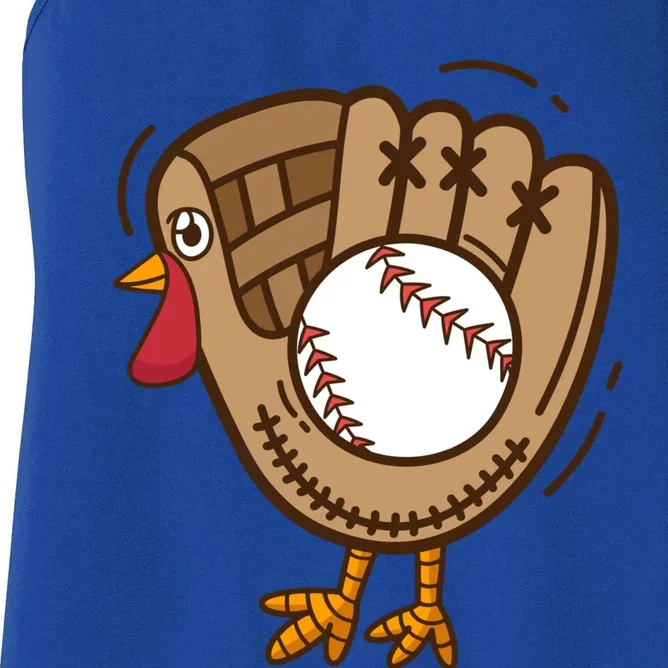 Turkey Baseball Glove Thanksgiving Day Catchers Dads Gift Women's Racerback Tank