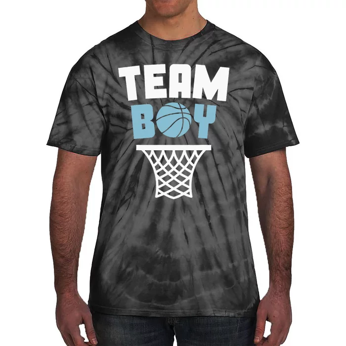 Team Basketball Gender Reveal Blue Baby Shower Party Tie-Dye T-Shirt