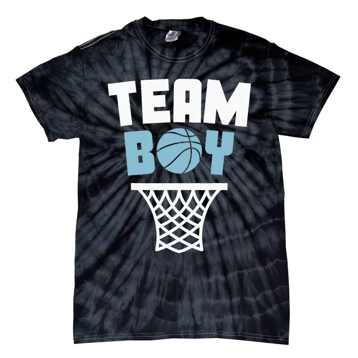 Team Basketball Gender Reveal Blue Baby Shower Party Tie-Dye T-Shirt