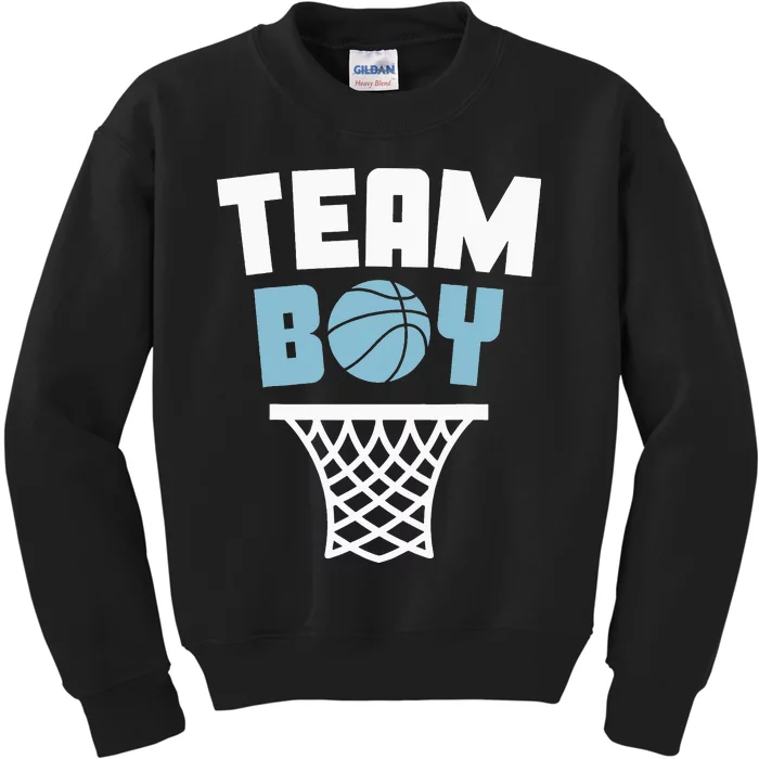 Team Basketball Gender Reveal Blue Baby Shower Party Kids Sweatshirt