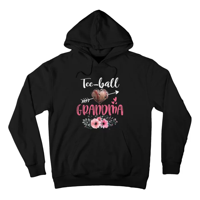 Tee Ball Grandma Floral Funny Tee Ball Heart Mother's Day Hoodie