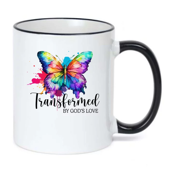 Transformed By Gods Love Colorful Butterfly Black Color Changing Mug