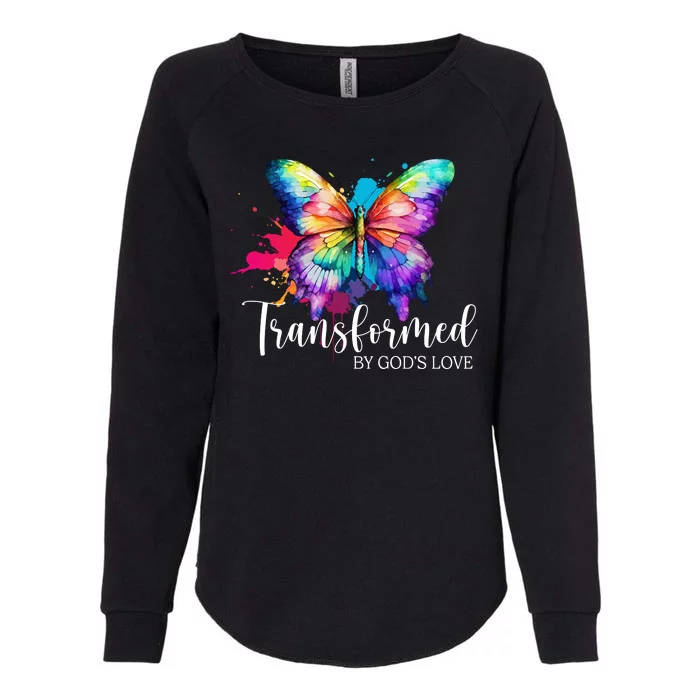 Transformed By Gods Love Colorful Butterfly Womens California Wash Sweatshirt