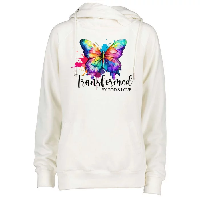 Transformed By Gods Love Colorful Butterfly Womens Funnel Neck Pullover Hood