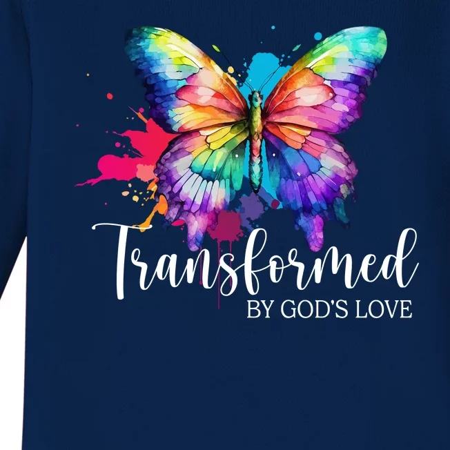 Transformed By Gods Love Colorful Butterfly Baby Long Sleeve Bodysuit