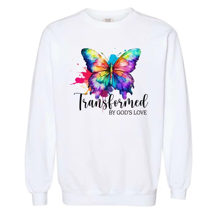 Transformed By Gods Love Colorful Butterfly Garment-Dyed Sweatshirt