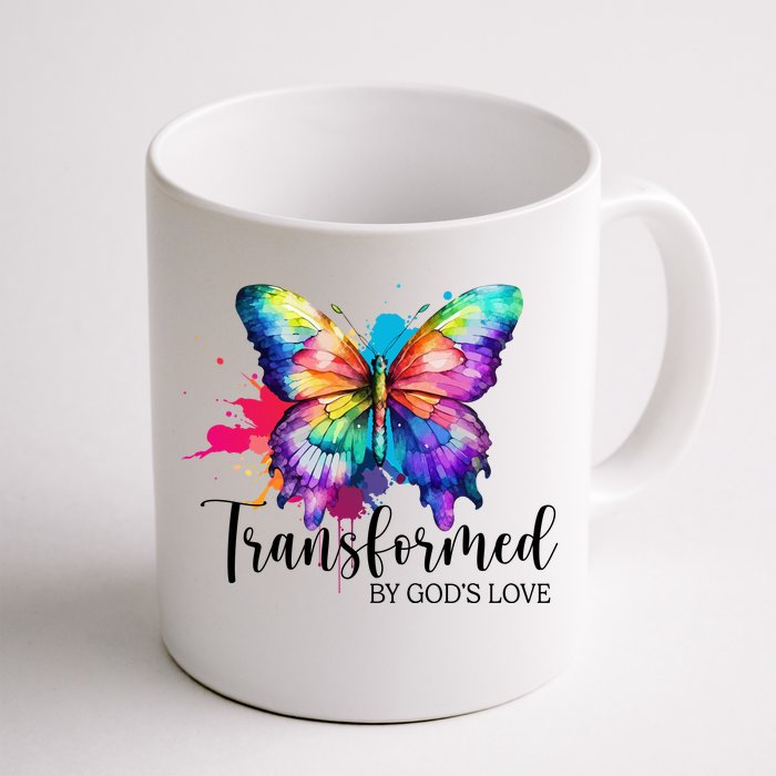 Transformed By Gods Love Colorful Butterfly Front & Back Coffee Mug