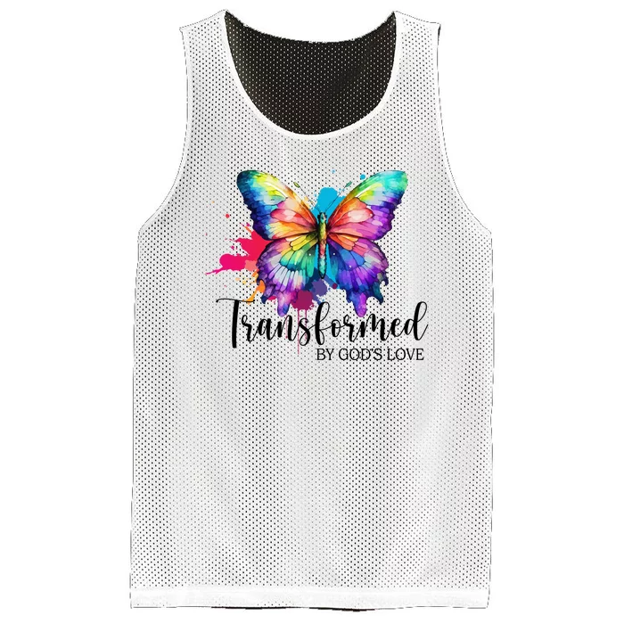 Transformed By Gods Love Colorful Butterfly Mesh Reversible Basketball Jersey Tank