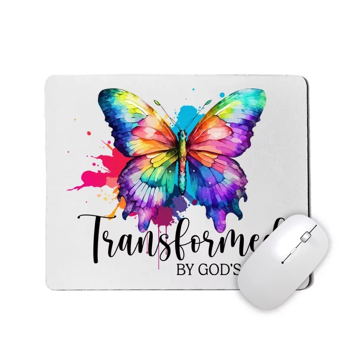 Transformed By Gods Love Colorful Butterfly Mousepad