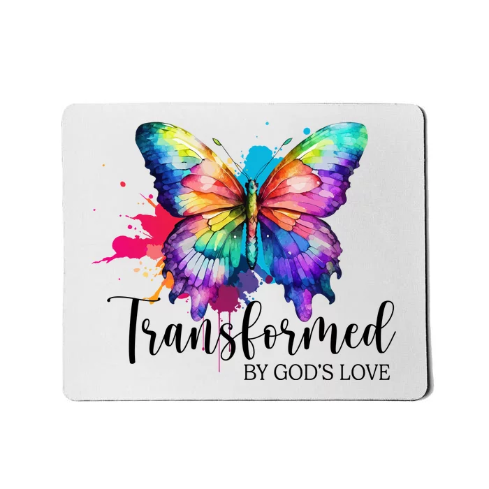 Transformed By Gods Love Colorful Butterfly Mousepad