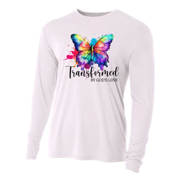 Transformed By Gods Love Colorful Butterfly Cooling Performance Long Sleeve Crew