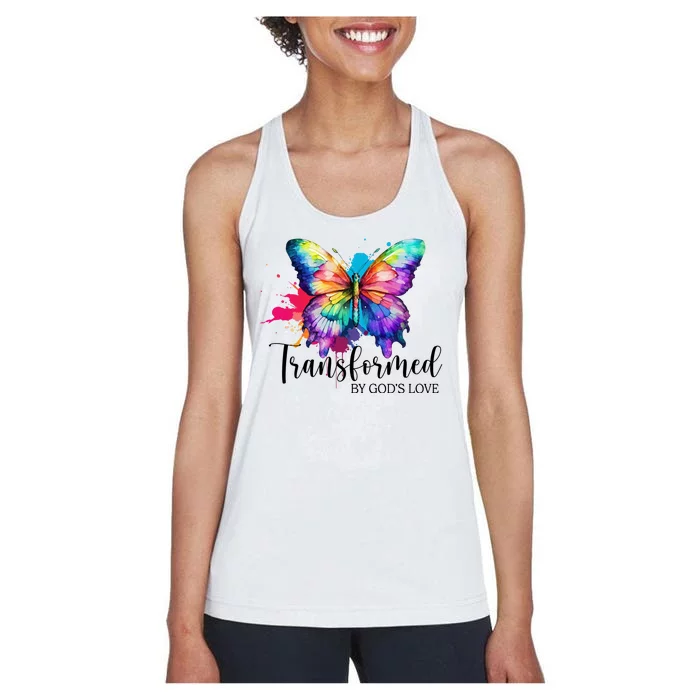 Transformed By Gods Love Colorful Butterfly Women's Racerback Tank