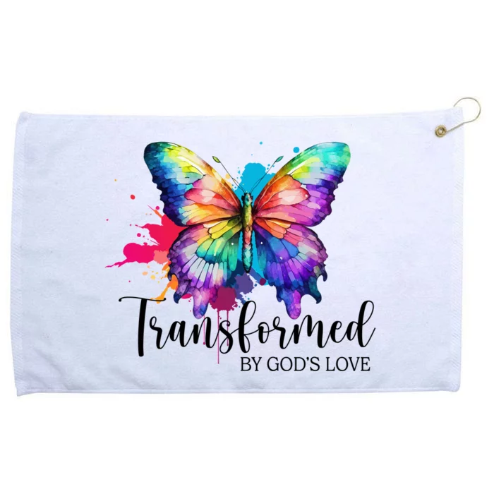 Transformed By Gods Love Colorful Butterfly Grommeted Golf Towel