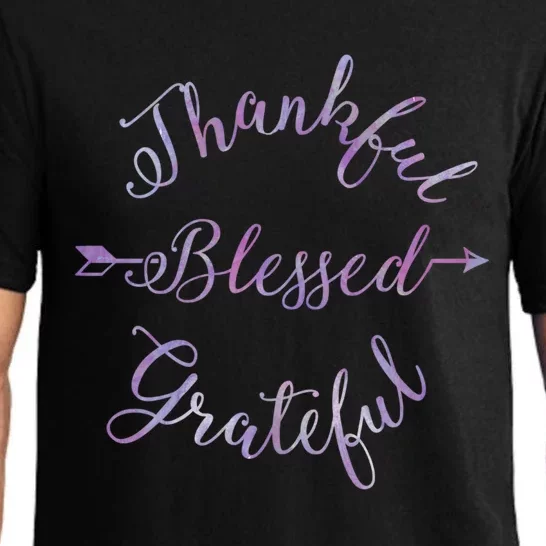 Thankful Blessed Grateful Gradient Shine Gift Pajama Set