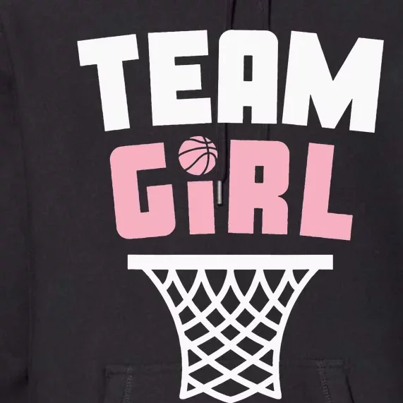 Team Basketball Gender Reveal Pink Baby Shower Party Premium Hoodie