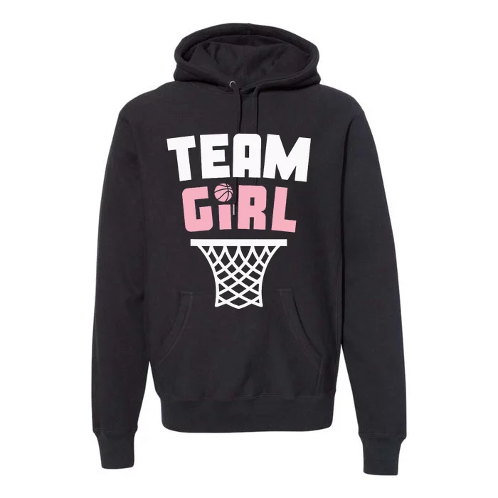 Team Basketball Gender Reveal Pink Baby Shower Party Premium Hoodie