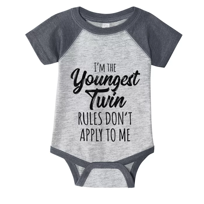 Twins Birthday Gift Funny Siblings Youngest Twin Infant Baby Jersey Bodysuit