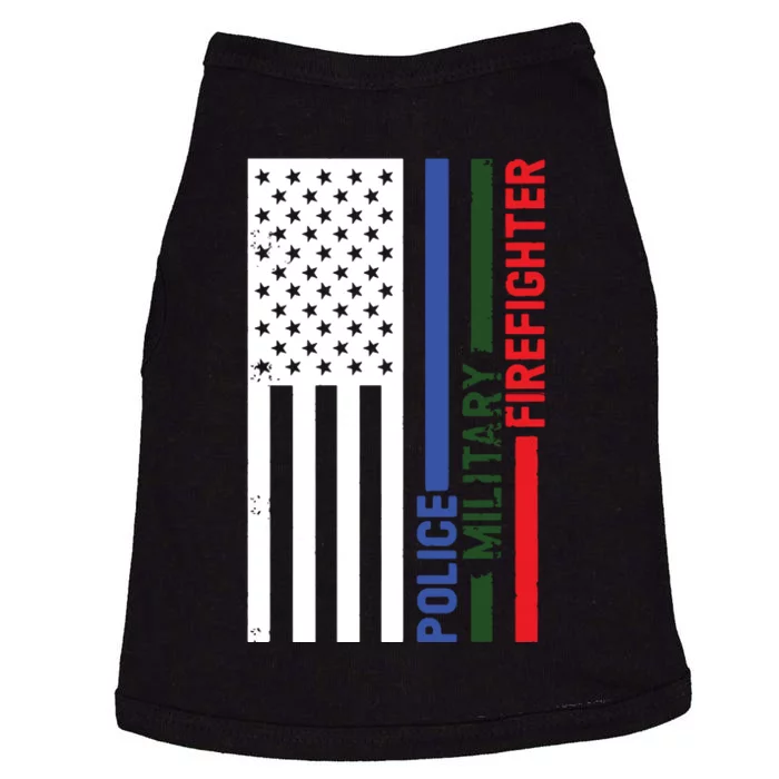 Thin Blue Green Red Lines Police Military Firefighter Doggie Tank